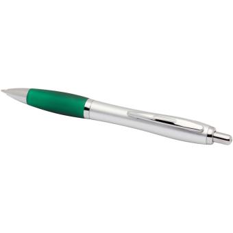 Nash RCS recycled plastic ballpoint pen with silver barrel and coloured grip (black ink) Green