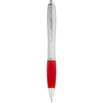 Nash ballpoint pen silver barrel and coloured grip Silver/red