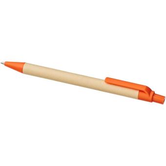 Berk recycled carton and corn plastic ballpoint pen Orange