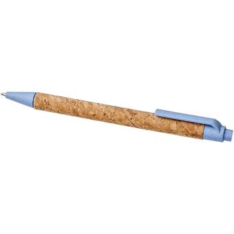 Midar Kugelschreiber aus Kork und Weizenstroh Natur blau