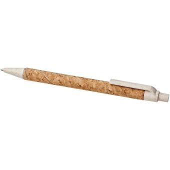 Midar Kugelschreiber aus Kork und Weizenstroh Natur cream