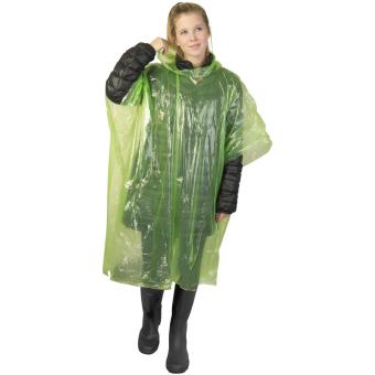 Mayan recycled plastic disposable rain poncho with storage pouch Lime