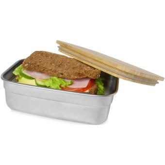 Tite stainless steel lunch box with bamboo lid Silver