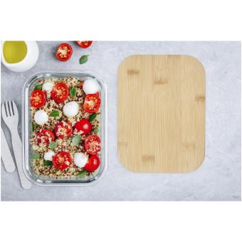 Roby glass lunch box with bamboo lid Transparent