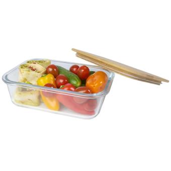 Roby glass lunch box with bamboo lid Transparent