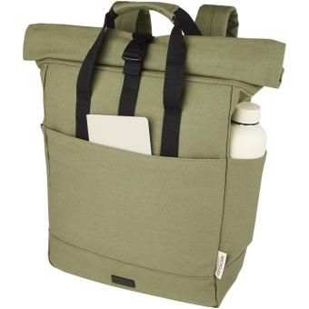 Joey 15” GRS recycled canvas rolltop laptop backpack 15L Olive