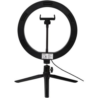 Studio ring light for selfies and vlogging with phone holder and tripod Black