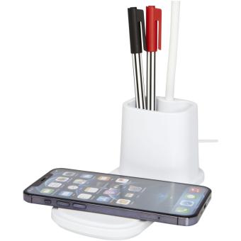 Bright desk lamp and organizer with wireless charger White