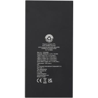 Connect 5000 mAh recycled aluminium power bank Black