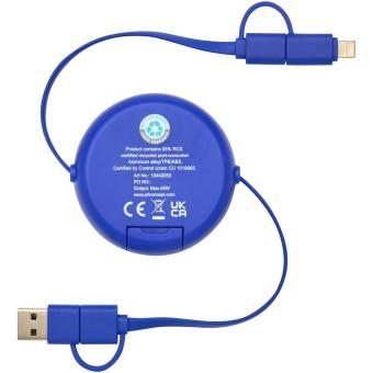 Alasia 100 cm 5-in-1 Kabel aus recyceltem Kunststoff und Aluminium, einziehbar, für Datenübertragung und mit 45W Schnellladung Royalblau