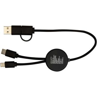 Chechia 30 cm 5-in-1 Kabel aus recyceltem Kunststoff für Datenübertragung und 27W Schnellladung mit Bambusdetails Schwarz
