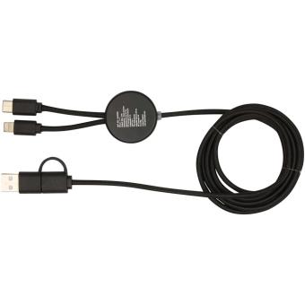 Chechia 150 cm 5-in-1 Kabel aus recyceltem Kunststoff für Datenübertragung und 27W Schnellladung mit Bambusdetails Schwarz