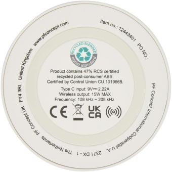 Freal 15W recycled plastic wireless charging pad White