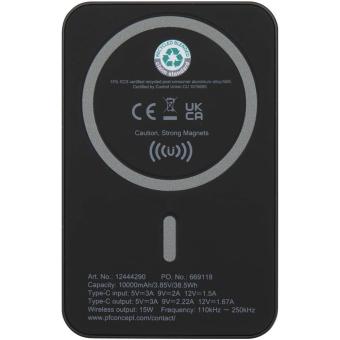 Acrab 15 W 10.000 mAh magnetische kabellose Powerbank mit 20 W PD aus recyceltem Kunststoff Schwarz