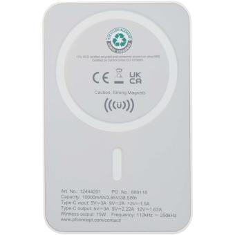 Acrab 10.000 mAh 15W magnetic wireless power bank with 20W PD - made from recycled plastic White