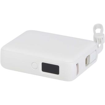 Acrux 10.000 mAh 35W tablet power bank with built in Type-C cable - made from recycled plastic White