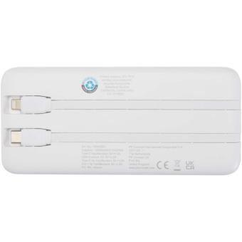 Adhil 10.000 mAh 10W recycled plastic power bank with 2 built-in cables White