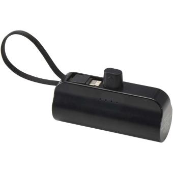 Alnair 10 W 5000 mAh Typ C Powerbank aus recyceltem Kunststoff mit integriertem Klappständer und 2 in 1 Kabel Schwarz