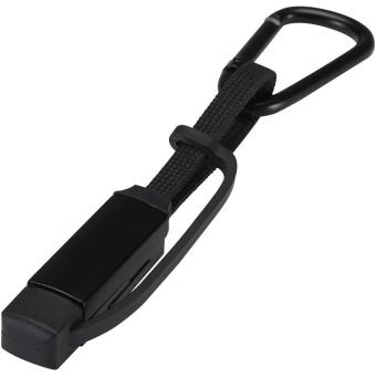 Algieba 65 W 3-in-1-Ladekabel aus recyceltem Aluminium mit Karabinerhaken Schwarz
