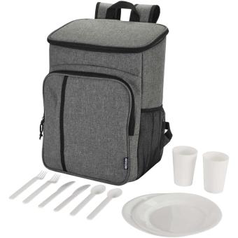 Tundra GRS recycled picnic cooler backpack with cutlery set 20L Heather smoke