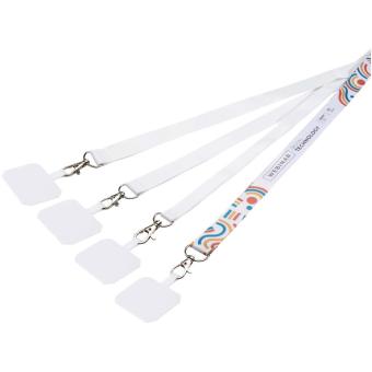 Addie RPET Sublimation Lanyard mit Telefonhalterung und Sicherheitsverschluss, schwarz/weiss Schwarz/weiss | 15mm