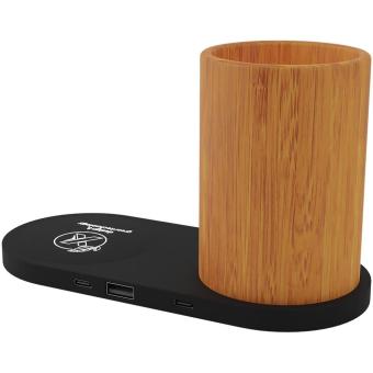 SCX.design W17 10W light-up logo wireless charging pad and bamboo pencil holder Bamboo