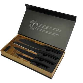 SCX.design K04 kitchen knives and cutting board set Timber