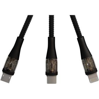 SCX.design C51 60W 5-in-1-Schnellladekabel aus rPET mit Display Schwarz
