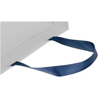 Smartfold Papiertüte, 210 g/m²,  mit Bandgriffen und Glanzlaminierung – 24 x 10 x 32 cm Blau