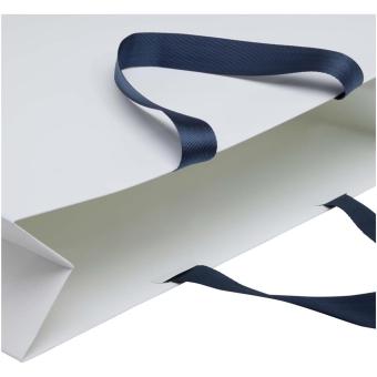 Smartfold Papiertüte, 210 g/m², mit Bandgriffen und Glanzlaminierung – 42 x 12 x 35 cm Blau