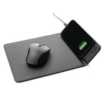 Swiss Peak RCS recycled PU 10W wireless charging mousepad Black