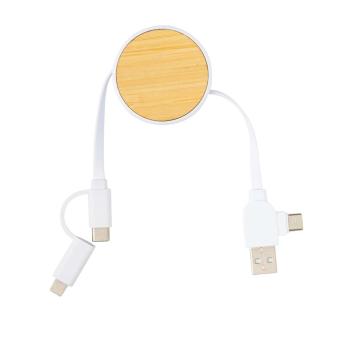 XD Collection Ontario ausziehb. 6-in-1 Kabel aus RCS recyceltem Kunststoff Weiß