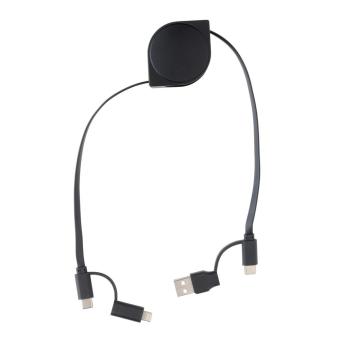 XD Collection RCS standard recycled plastic and TPE 6-in-1 cable Black
