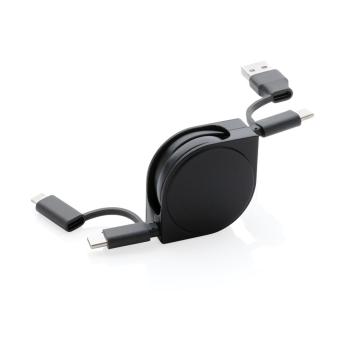 XD Collection 6-in-1 Kabel aus TPE und RCS Standard recyceltem Kunststoff Schwarz
