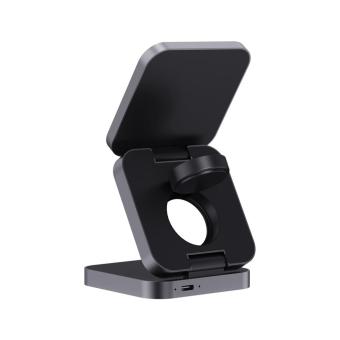 XD Xclusive Terra faltbares 3-in-1 15W Charger aus RCS rec. Aluminium Grau