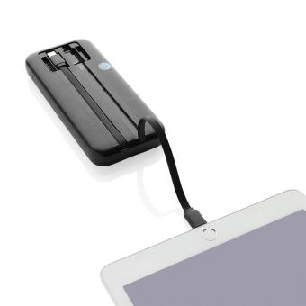 XD Collection Turbopack RCS rplastic powerbank 10.000 integrated cables Black