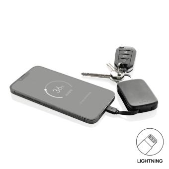 XD Collection Nexo RCS Key-Chain-Powerbank 2.000mAh mit integr. Kabeln Schwarz