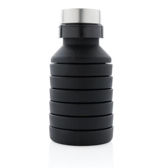 XD Collection Auslaufgeschützte faltbare Silikonflasche Schwarz