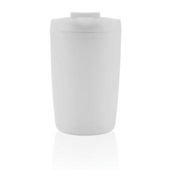 XD Collection GRS recycelter PP-Becher mit Flip-Deckel Weiß