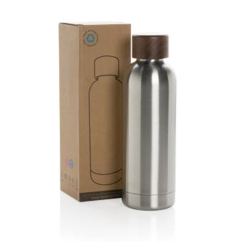 XD Collection Wood RCS certified recycled stainless steel vacuum bottle Silver