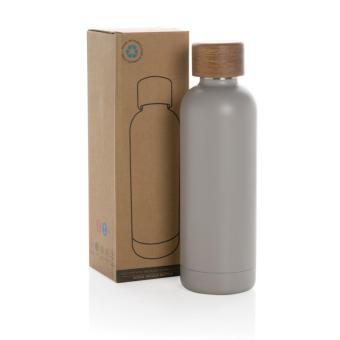 XD Collection Wood RCS certified recycled stainless steel vacuum bottle Convoy grey