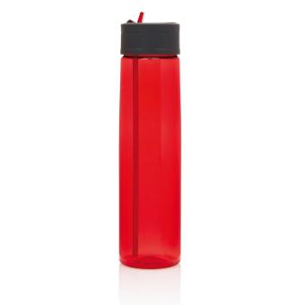 XD Collection Tritan Trinkflasche mit Strohhalm Grau/rot