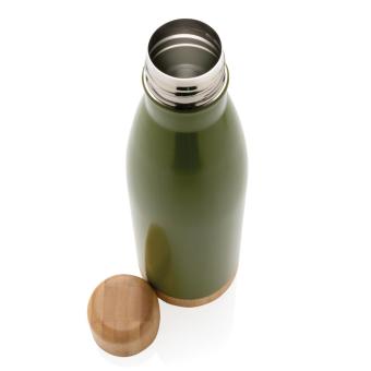 XD Collection Vacuum stainless steel bottle with bamboo lid and bottom Green