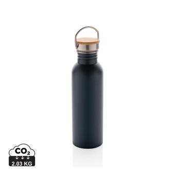 XD Collection Moderne Stainless-Steel Flasche mit Bambusdeckel 