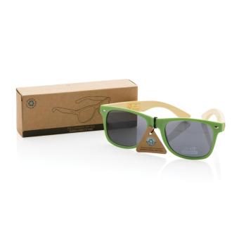 XD Collection Sonnenbrille aus Bambus und RCS recyceltem Kunststoff Grün