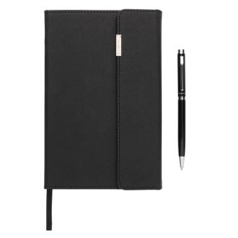 Swiss Peak deluxe A5 notebook and pen set Black