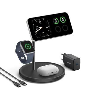 Anker MagGo Kabellose Ladestation (3-in-1 Ständer) Schwarz