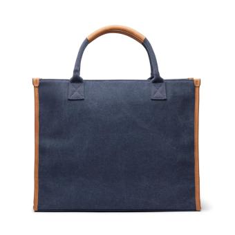 VINGA Bosler RCS recycled canvas office tote Navy