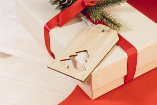BamTag Geschenkanhänger, Weihnachtsbaum Natur blau