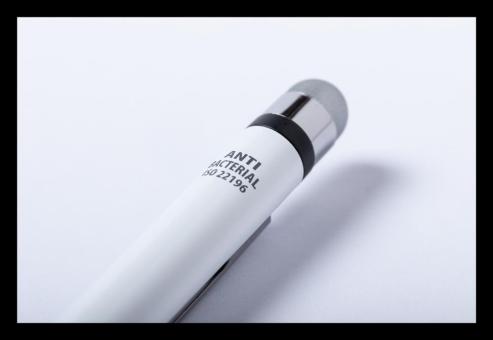 Verne Antibakterieller Kugelschreiber/Touchpen Weiß/silber